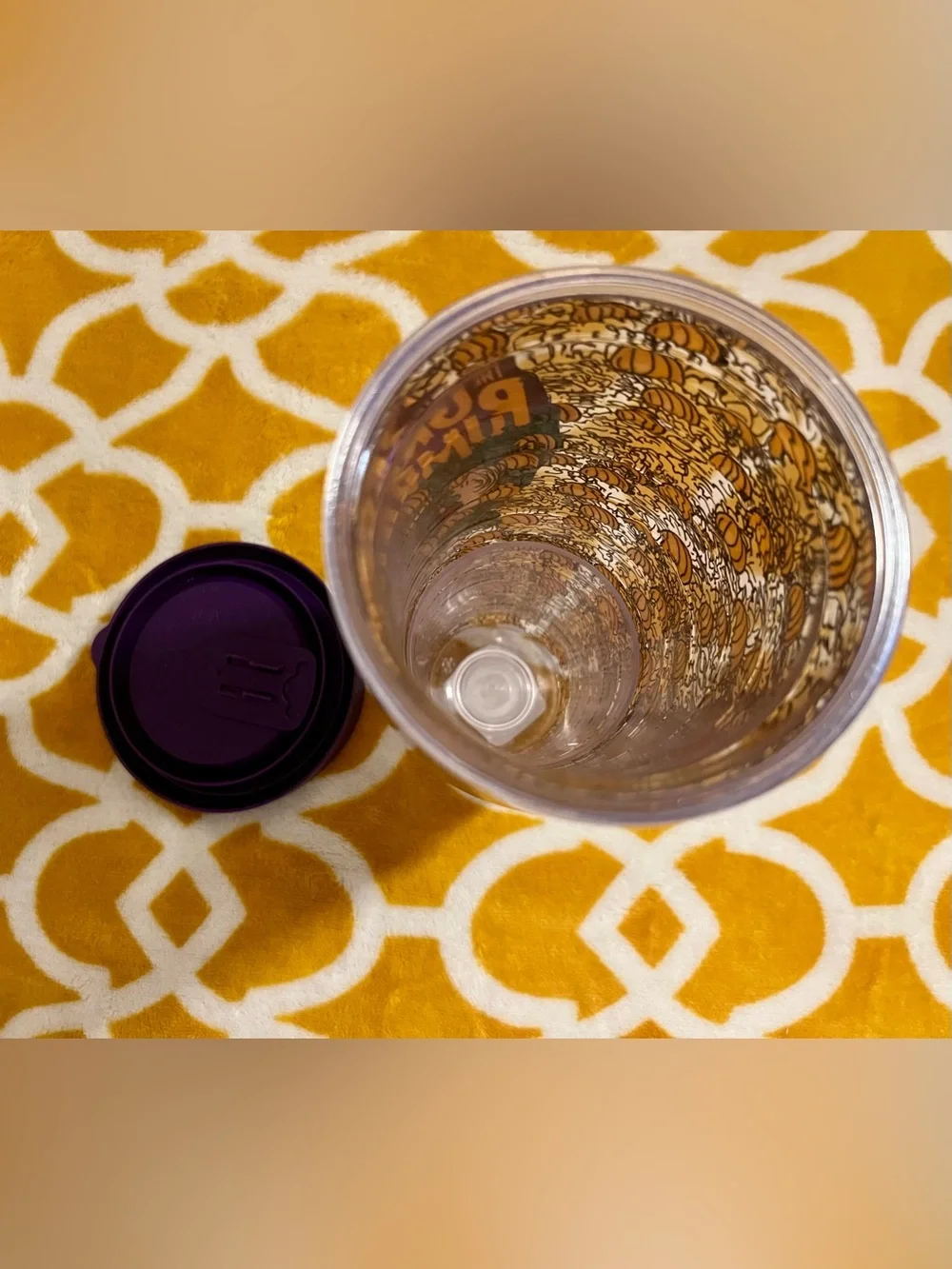 Tervis Peanuts The Great Pumpkin 24 oz Clear Tumbler w/ Purple Lid